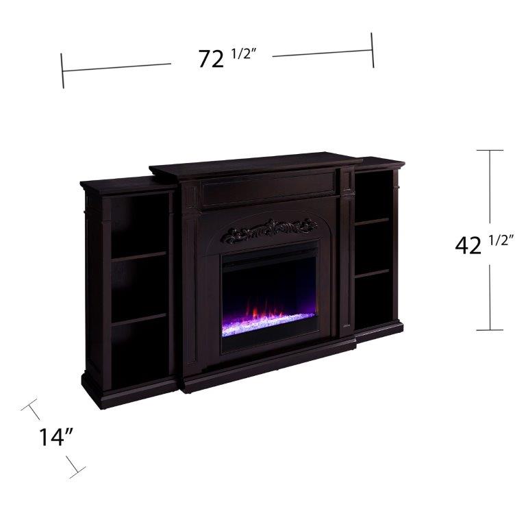SEI 72 Inch Chantilly Color Changing Electric Fireplace with Bookcases