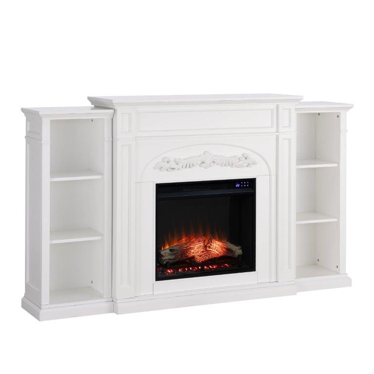 SEI 72 Inch Chantilly Electric Fireplace with Side Bookcases