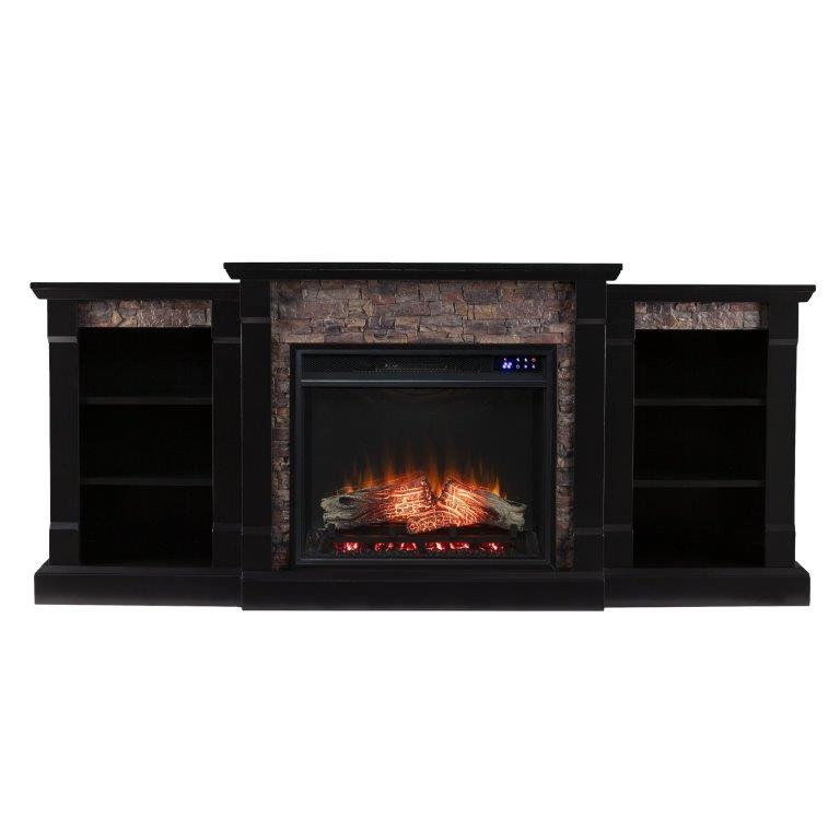 SEI 72 Inch Chantilly Electric Fireplace with Side Bookcases