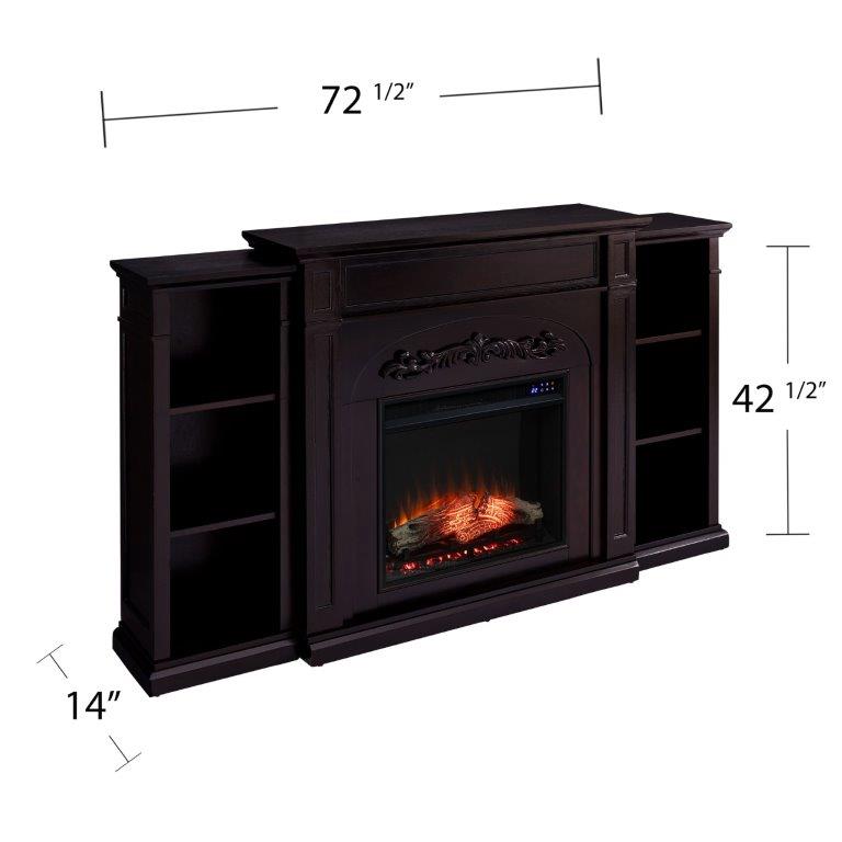 SEI 72 Inch Chantilly Electric Fireplace with Side Bookcases