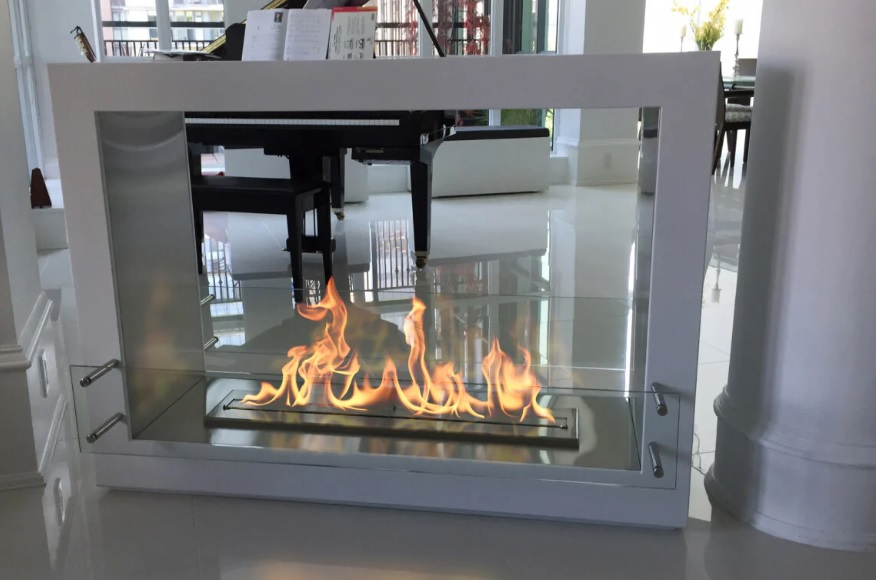 Bio Flame 54 Inch Sek XL Double-Sided Free Standing Ethanol Fireplace