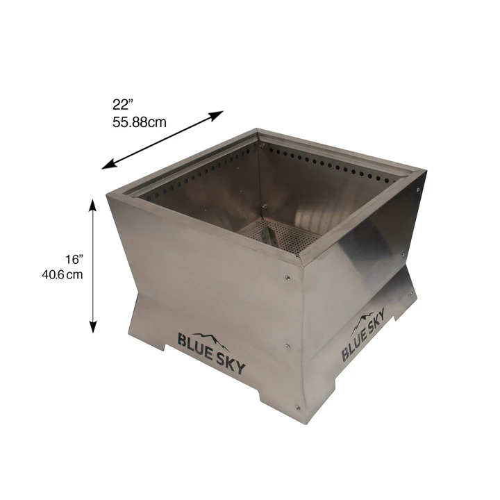 Blue Sky 22 Inch Square Peak Stainless Steel Patio Wood Burning Smokeless Fire Pit