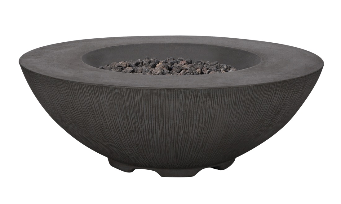 Pyromania Fire Features 41 Inch Round Shangri-La GFRC Gas Fire Bowl - Push Button Ignition