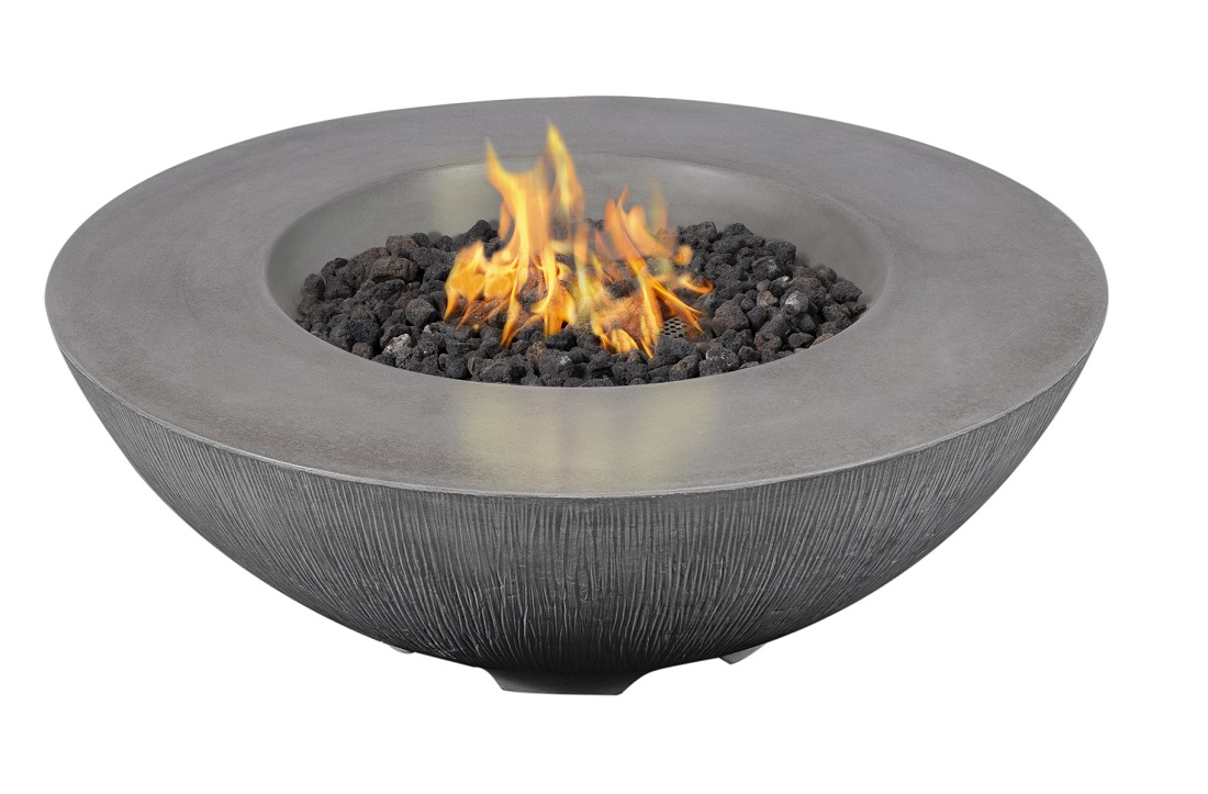 Pyromania Fire Features 41 Inch Round Shangri-La GFRC Gas Fire Bowl - Push Button Ignition