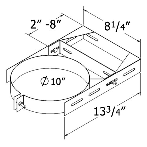 Shasta Vent All-Fuel HT Adjustable Wall Bracket - For 8-Inch Inner Diameter Shasta Vent