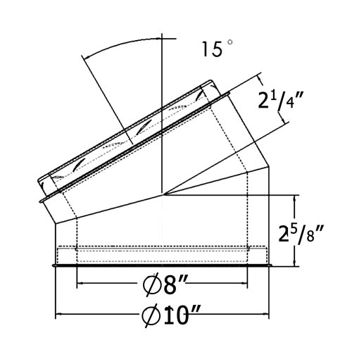 Shasta Vent All-Fuel HT 8-Inch Inner Diameter Stainless Steel Chimney Elbow Kit - 15 Degree