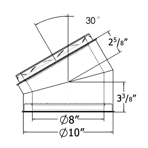 Shasta Vent All-Fuel HT 8-Inch Inner Diameter Stainless Steel Chimney Elbow Kit - 30 Degree