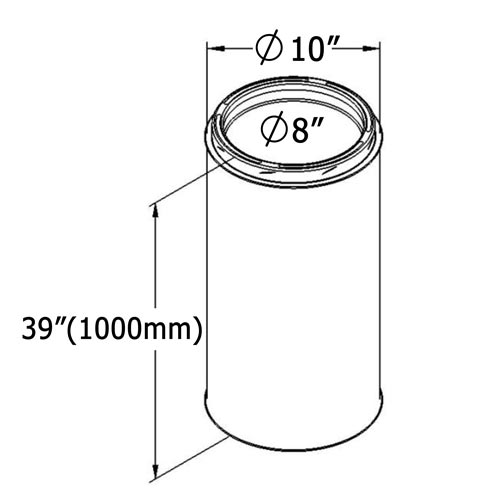 Shasta Vent All-Fuel HT 8-Inch Inner Diameter Stainless Steel Chimney Pipe Length - 39-Inch Length