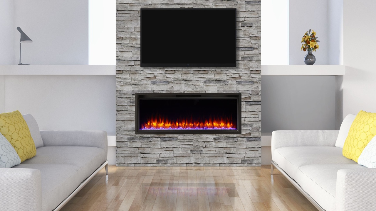 Simplifire 60 Inch Allusion Platinum Recessed Linear Electric Fireplace