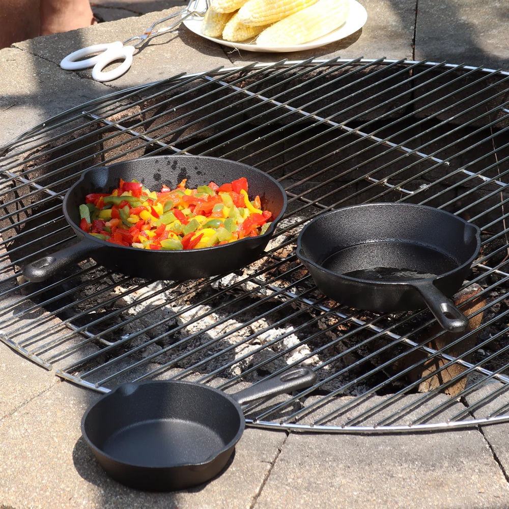 Sunnydaze 3 Piece Pre-Seasoned Cast Iron Skillet Set