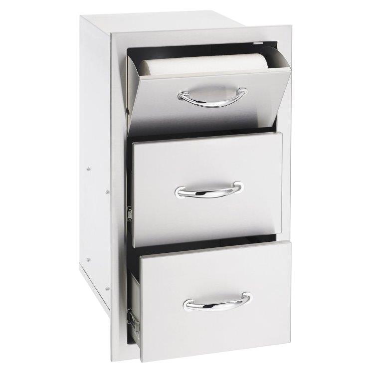Summerset 17 Inch Vertical Two Drawer and Paper Towel Holder
