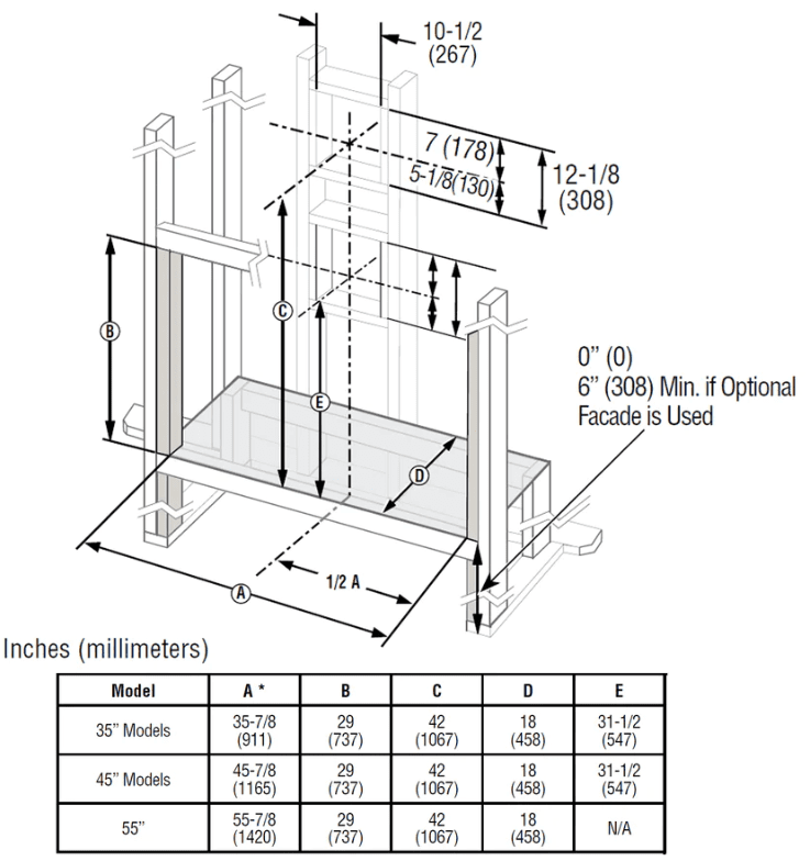Superior 45" DRL2000 Series Contemporary Direct Vent Linear Fireplace