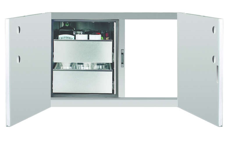 TrueFlame 36 Inch Two-Drawer and Hingeless Door Outdoor Kitchen Dry Pantry with TrueFlame Handles