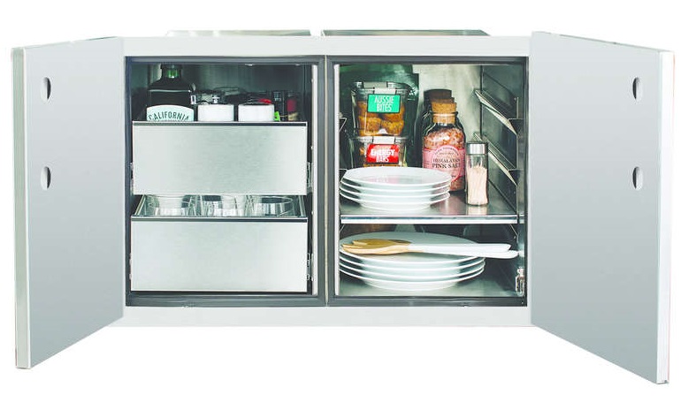 TrueFlame 36 Inch Two-Drawer and Hingeless Cabinet Outdoor Kitchen Dry Pantry with TrueFlame Handles