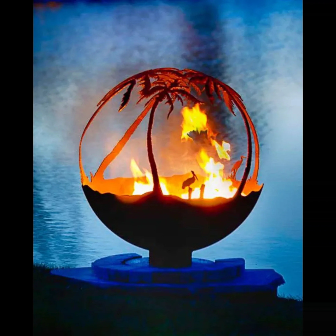 The Fire Pit Gallery 37 Inch Another Day in Paradise Sphere Fire Pit with Flat Steel Base