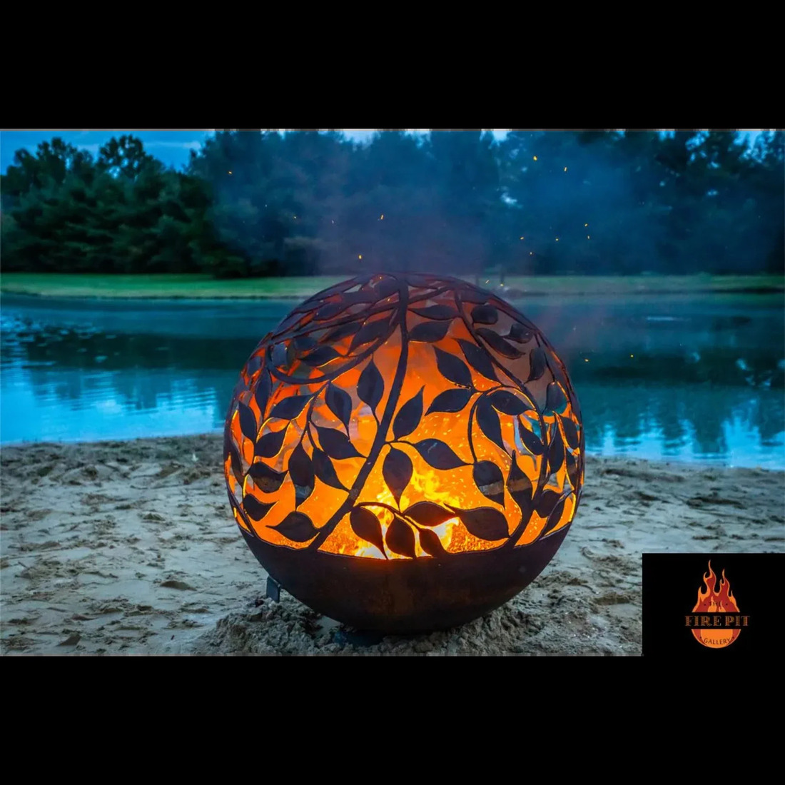 The Fire Pit Gallery 37 Inch Eden Sphere Fire Pit with Flat Steel Base