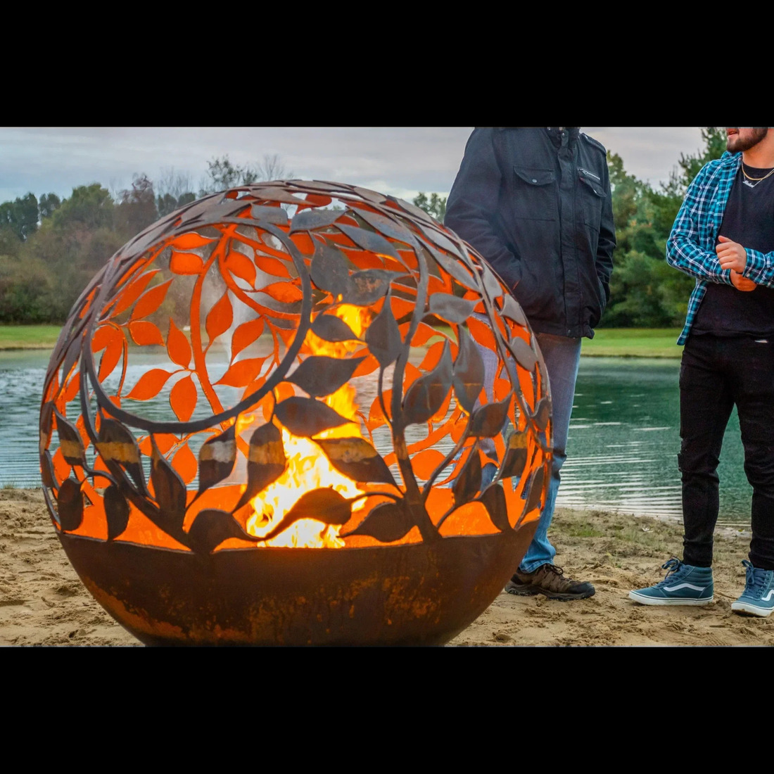The Fire Pit Gallery 37 Inch Eden Sphere Fire Pit with Flat Steel Base