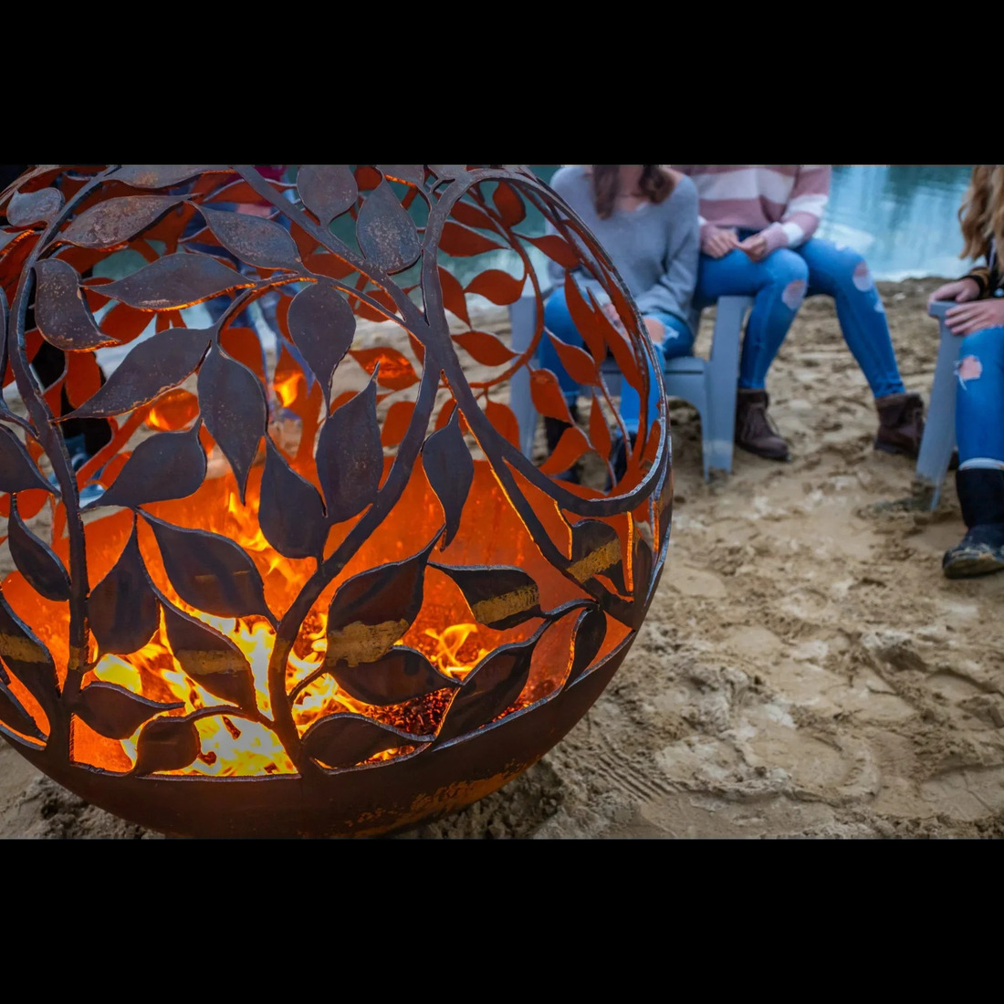 The Fire Pit Gallery 37 Inch Eden Sphere Fire Pit with Flat Steel Base