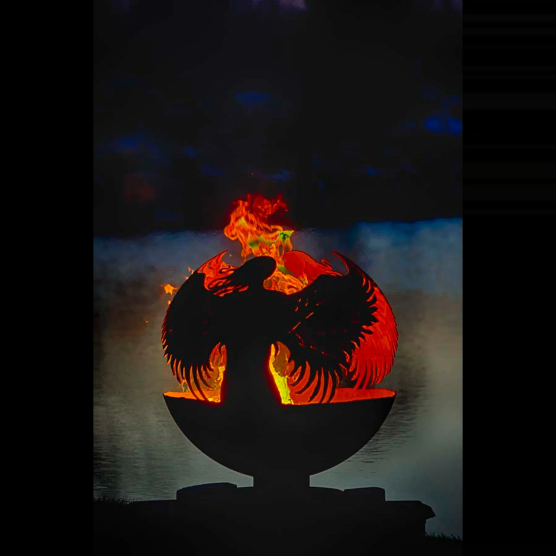 The Fire Pit Gallery 37 Inch Hidden Guardian Angel Sphere Fire Pit with Flat Steel Base