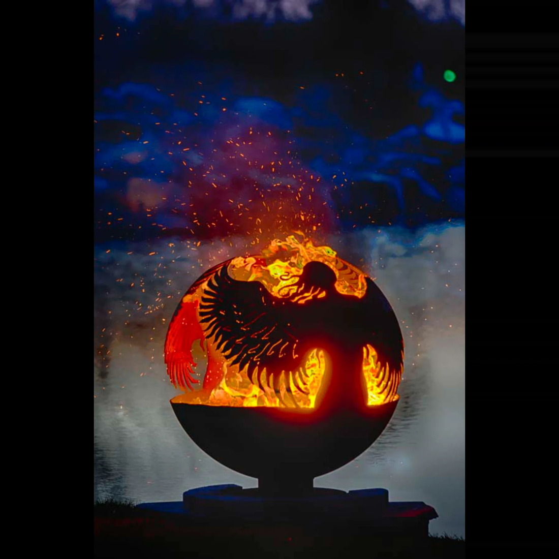 The Fire Pit Gallery 37 Inch Hidden Guardian Angel Sphere Fire Pit with Flat Steel Base