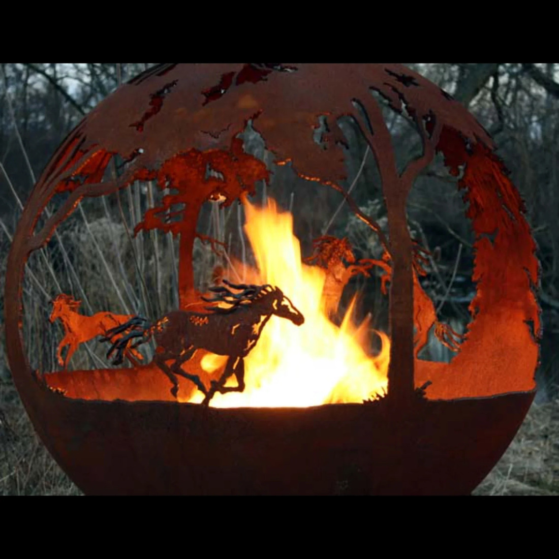 The Fire Pit Gallery 37 Inch Wildfire Sphere Fire Pit with Flat Steel Base