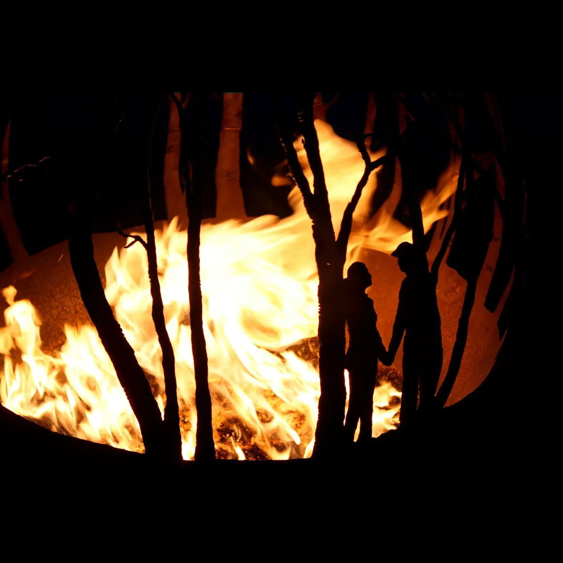 The Fire Pit Gallery 37 Inch Winter Wood Sphere Fire Pit with Flat Steel Base