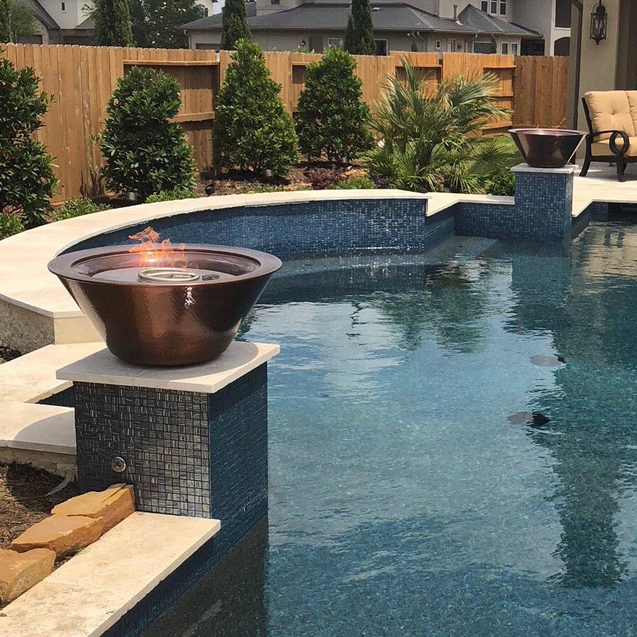 The Outdoor Plus 36 Inch Cazo Hammered Copper Gas Fire Bowl