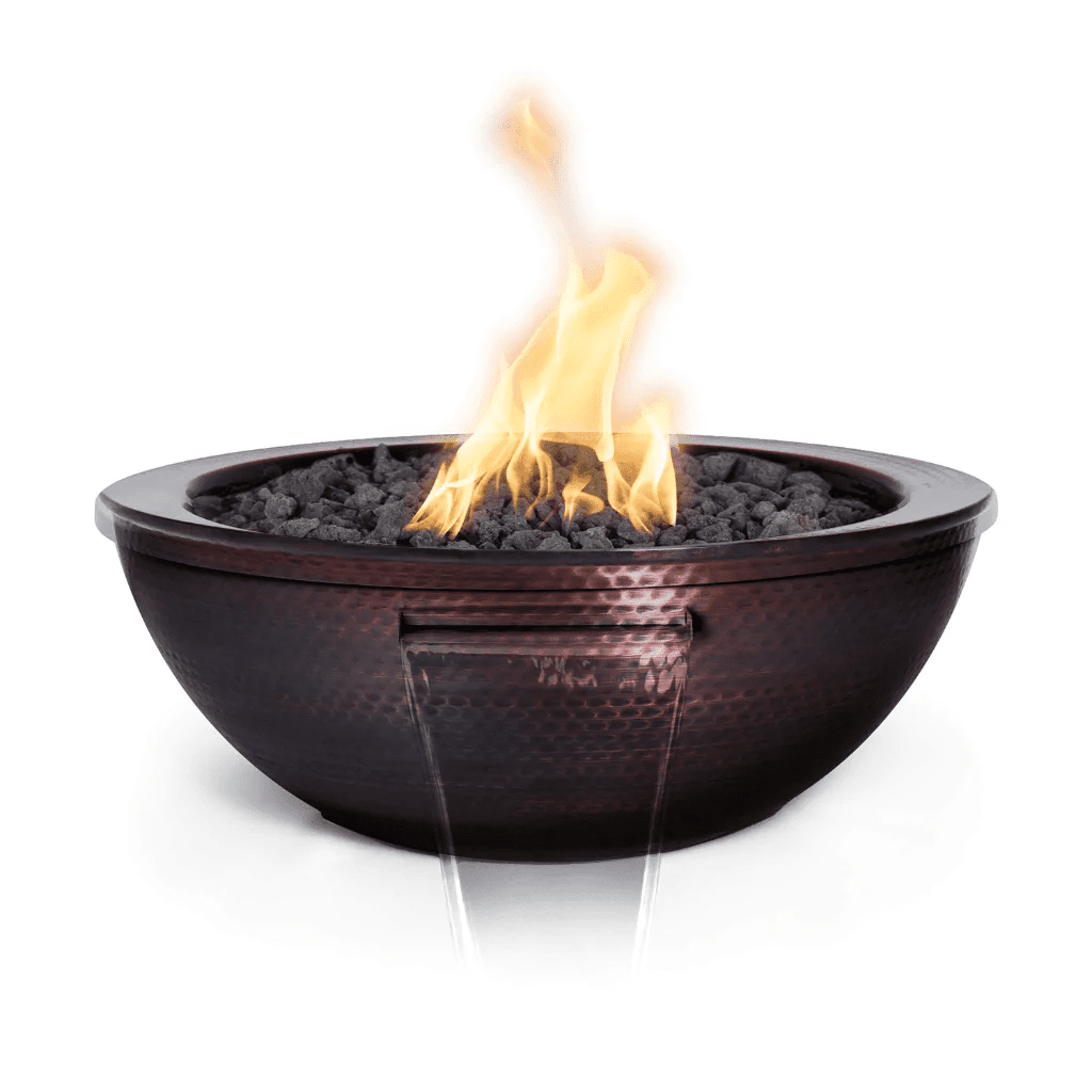 The Outdoor Plus 27 Inch Sedona Hammered Copper Gas Fire and Water Bowl