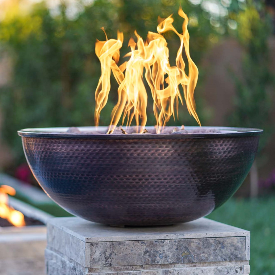 The Outdoor Plus 27 Inch Sedona Hammered Copper Gas Fire Bowl