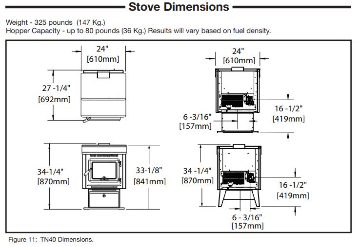 True North TN40 Series Pellet Stove with Legs