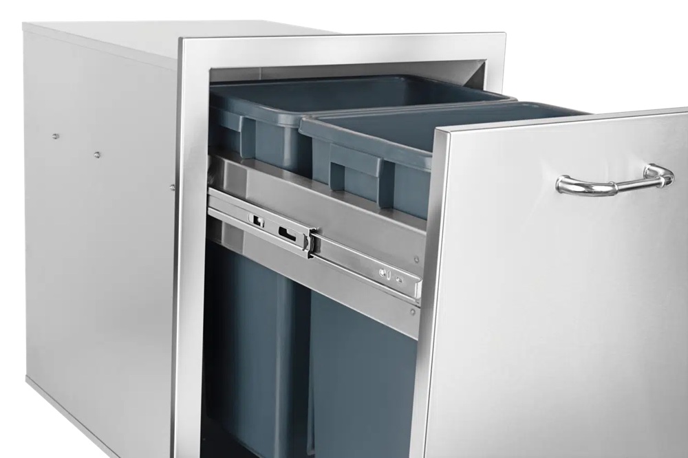 Bull Outdoors 21 Inch Outdoor Kitchen Pullout Double Trash Drawer