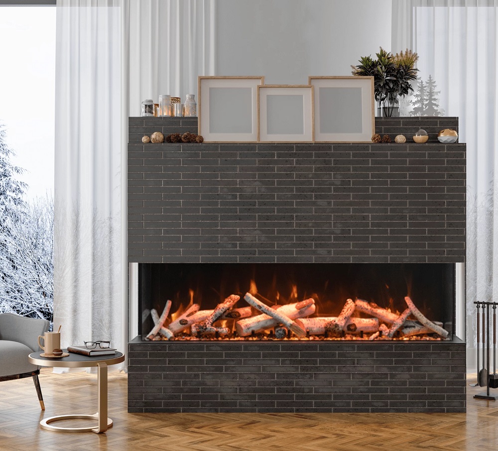 Amantii 64 Inch Tru View XL Bay Front Smart Electric Fireplace
