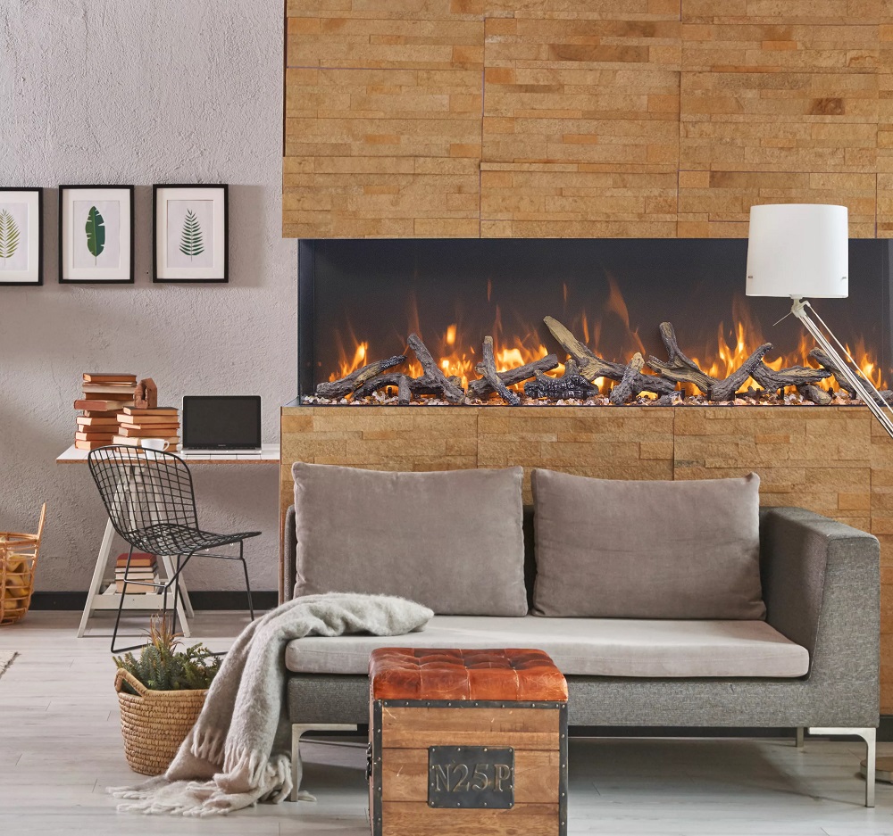 Amantii 76 Inch Tru View Extra Tall XL Bay Front Smart Electric Fireplace