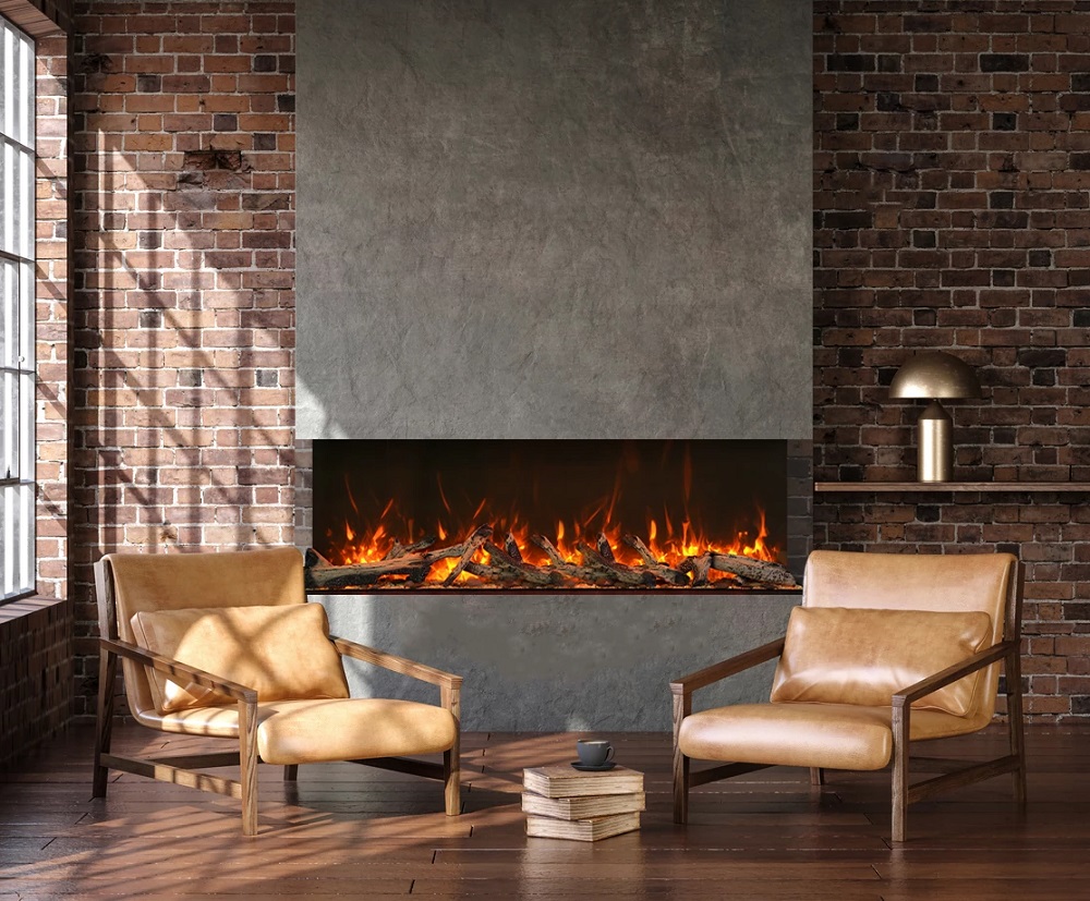 Amantii 92 Inch Tru View Extra Tall XL Bay Front Smart Electric Fireplace