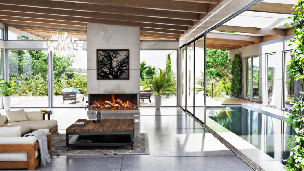 Amantii 67 Inch Tru View Bespoke Built-In 3-Sided Linear Electric Fireplace