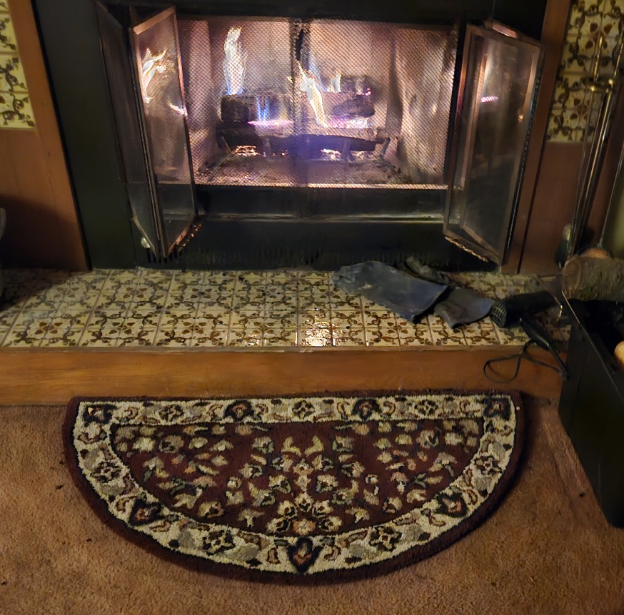 UniFlame Red and Beige Half-Round Wool Hearth Rug