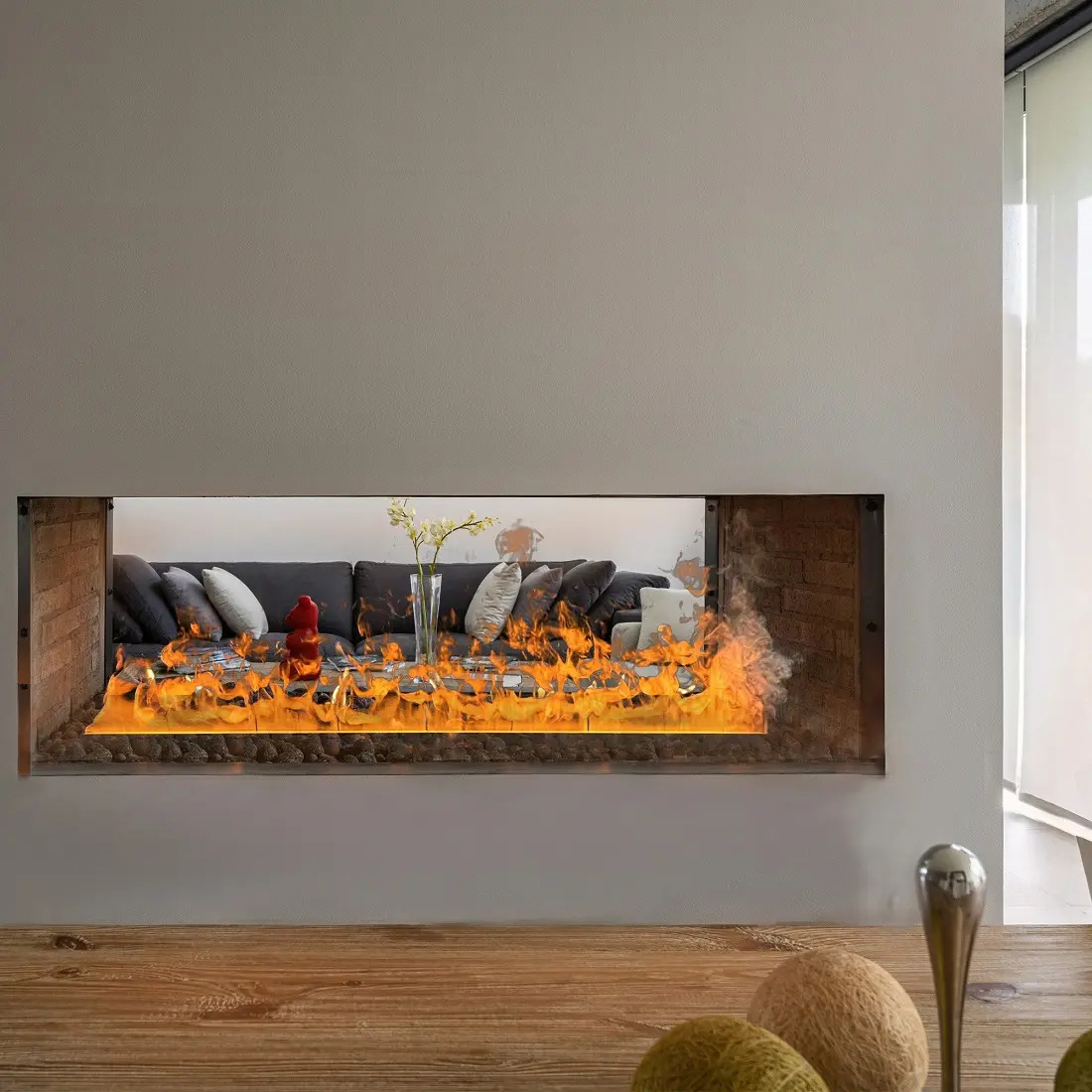 Litedeer Homes 60 Inch Mercury Smart Water Vapor Fireplace with See Through Option