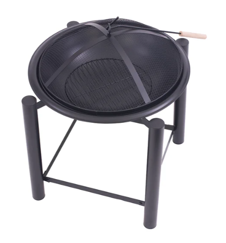 Blue Sky 21 Inch Raised Wood Burning Fire Pit with Log Storage