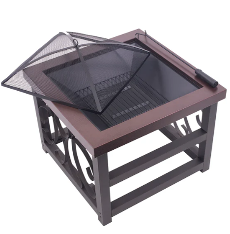 Blue Sky 28 Inch Bronze Square Raised Wood Burning Fire Pit