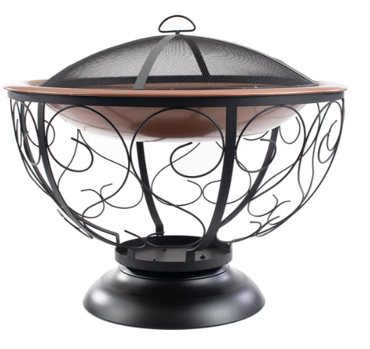 Blue Sky 29 Inch Round Porcelain Enamel Wood Burning Fire Bowl