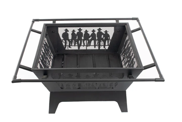 Blue Sky 31 Inch Square Wood Burning Fire Pit with Decorative Steel Base