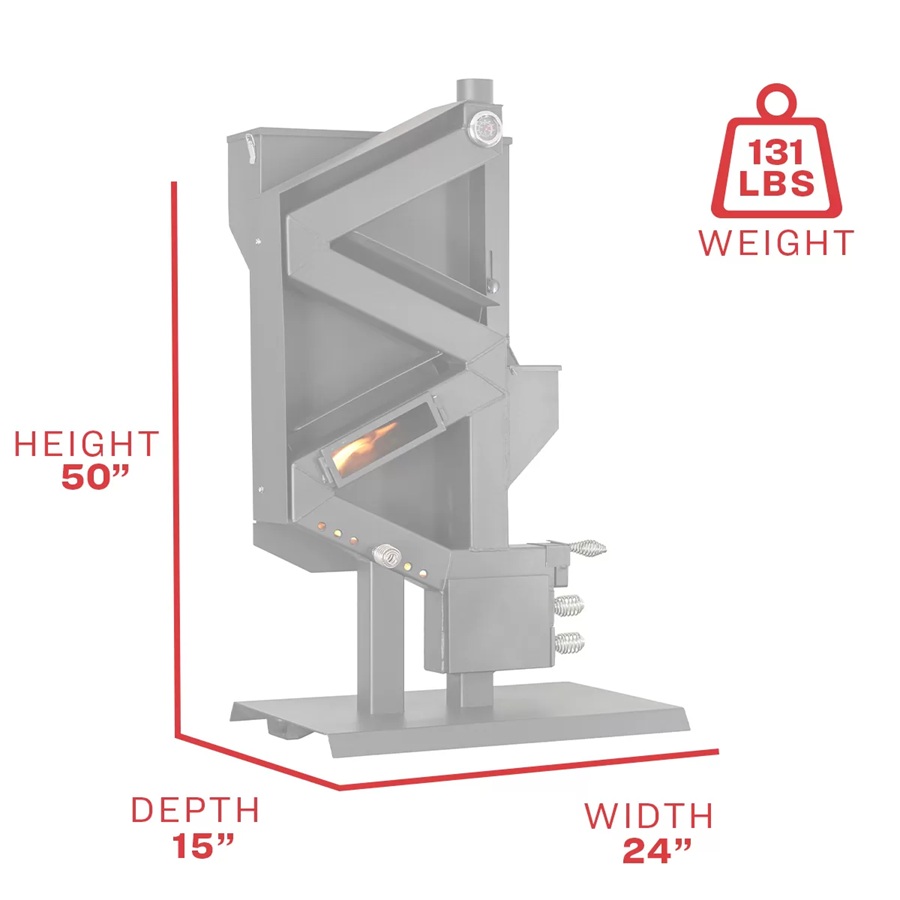 US Stove 24 Inch Wiseway GW1949 Gravity-Fed Non-Electric Pellet Stove