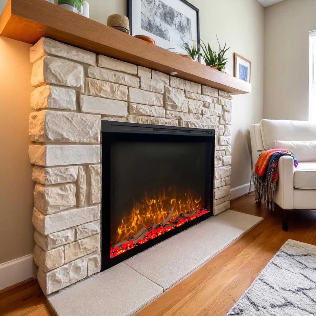 JR Home 42 Inch ActiveFlame Pro Series Built-In Electric Fireplace