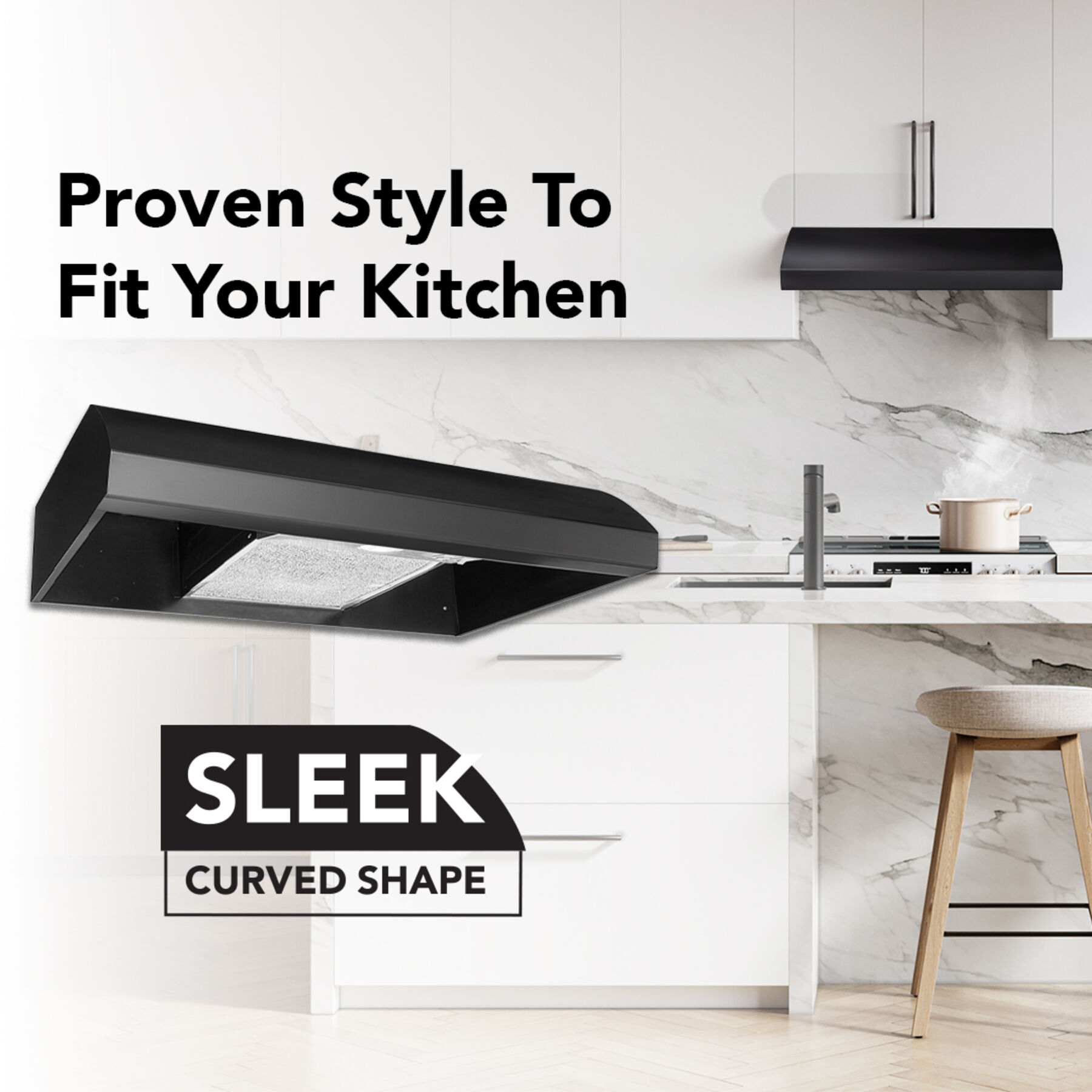 Broan 30 Inch Black 4-Way Convertible Under-Cabinet Range Hood
