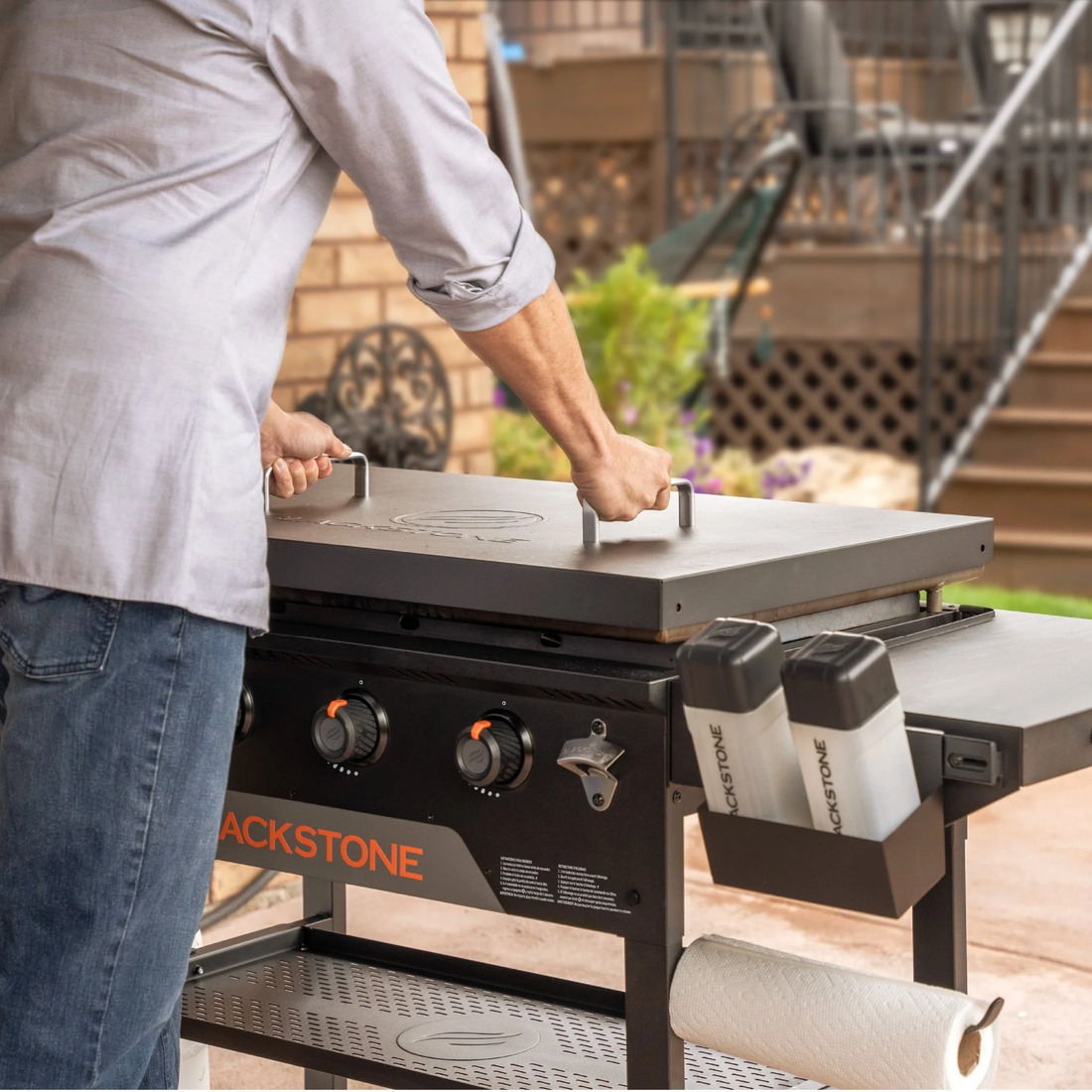 Blackstone 36 Inch Dual Side Shelf Propane Griddle with Hard Cover and Omnivore Technology