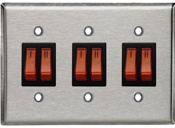 Schwank Illuminated Triple Switch Gang for 2-Stage Gas Heaters - 3 Zones