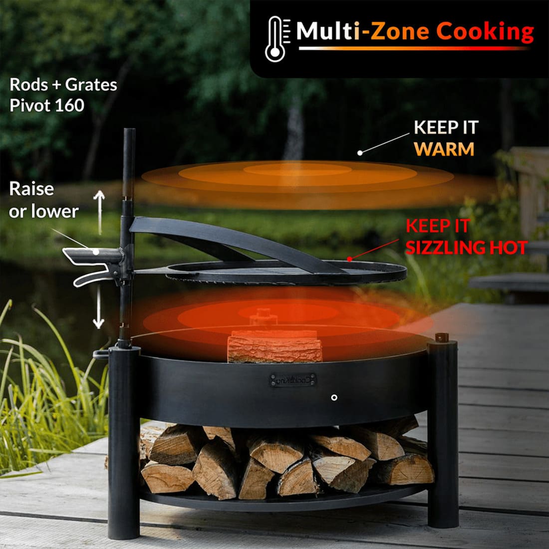 Good Directions 32 Inch Montana X Wood Burning Fire Pit Set