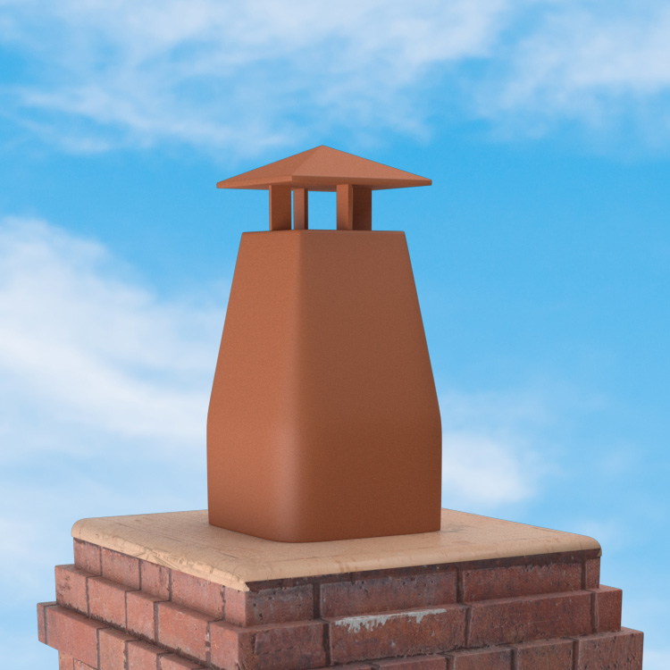 Superior Clay Square Clay Rain Guard for Classic Chimney Pot