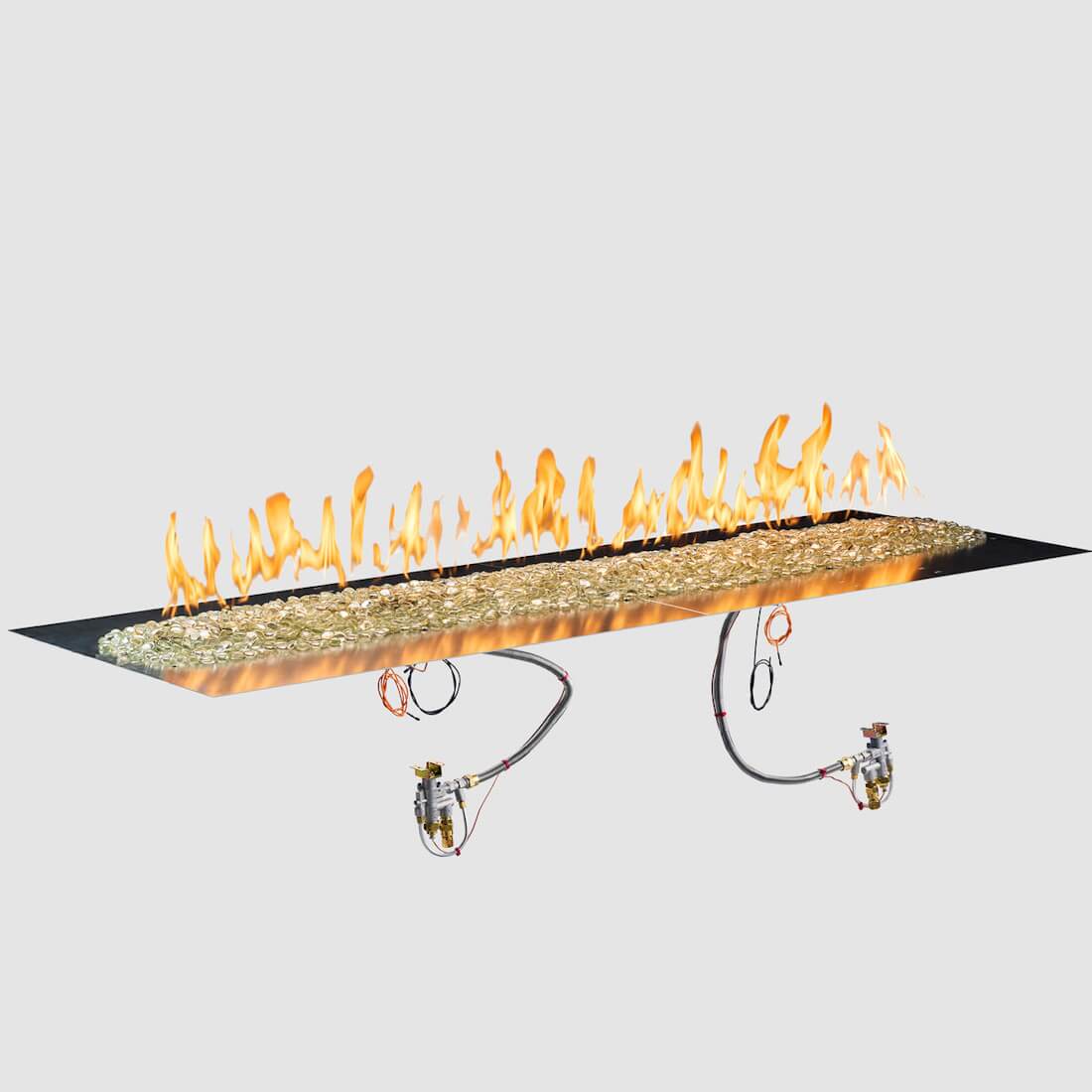 Outdoor Greatroom Company 72 x 24 Inch Crystal Fire Plus Linear Gas Fire Pit Burner with Plate