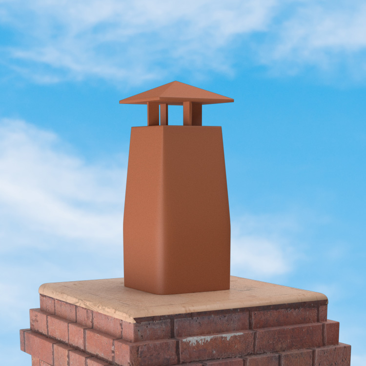Superior Clay Square Clay Rain Guard for Classic Chimney Pot